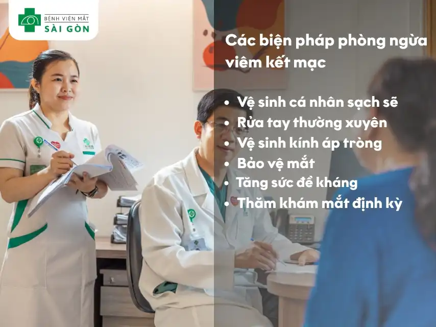 Gặp bác sĩ chuyên khoa mắt để được tư vấn và phát hiện sớm các vấn đề viêm kết mạc.